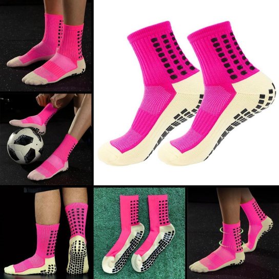 Kit 3 pares Meias esportivas cano médio antiderrapantes unissex