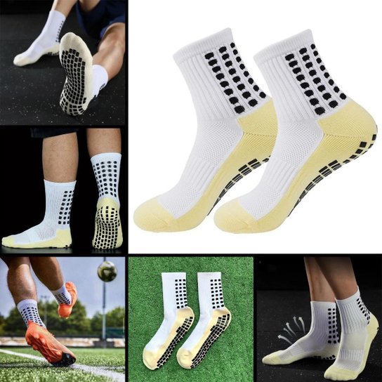 Kit 3 pares Meias esportivas cano médio antiderrapantes unissex