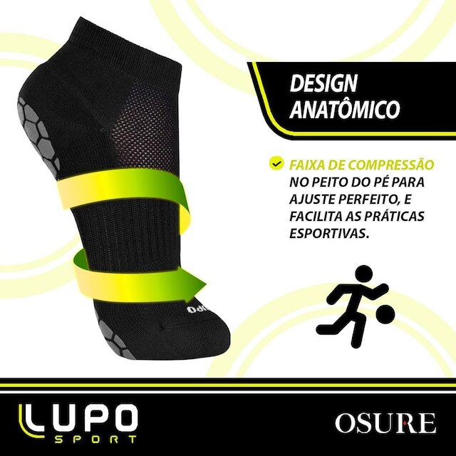 Kit 3 Pares Meias Lupo Antiderrapante Meia Pilates Yoga Masculina Feminina Hidroginástica Original