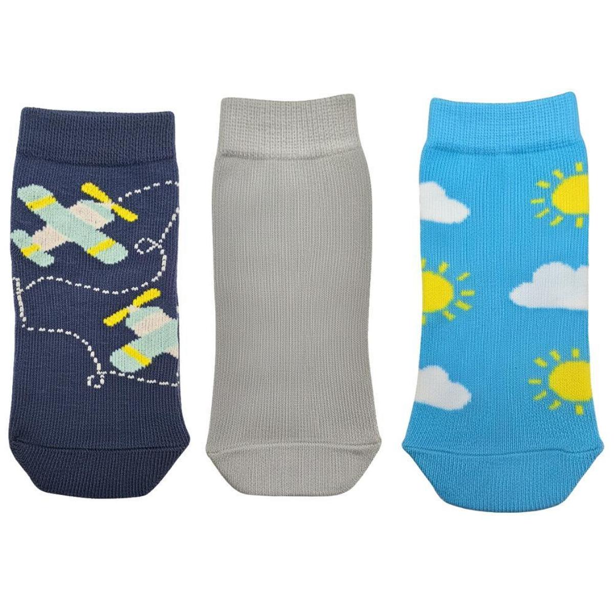 Kit 3 Pares Meias Soquete Meninos Infantil Baby Bebê Macia