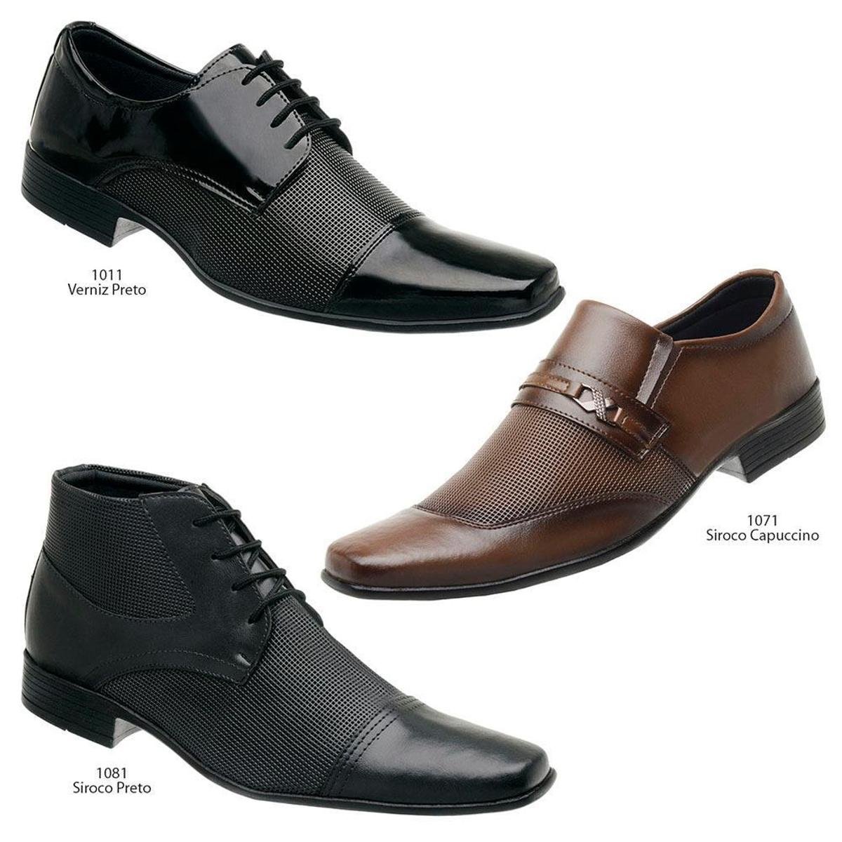Kit 3 Pares Sapato Social Masculino Clássico E Cappucino - Preto | Netshoes