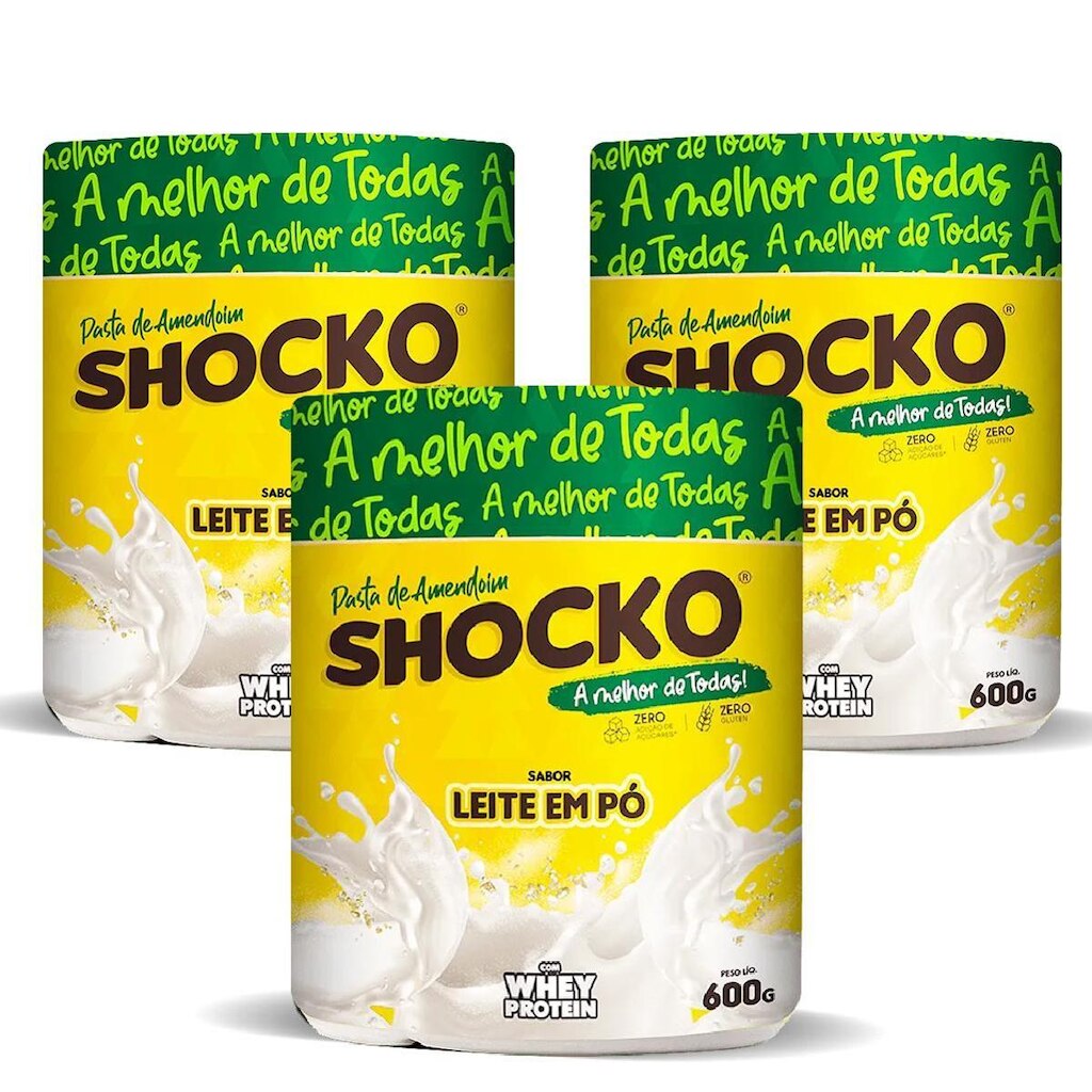 Kit 3 Pasta de Amendoim com Whey Protein Shocko 600g