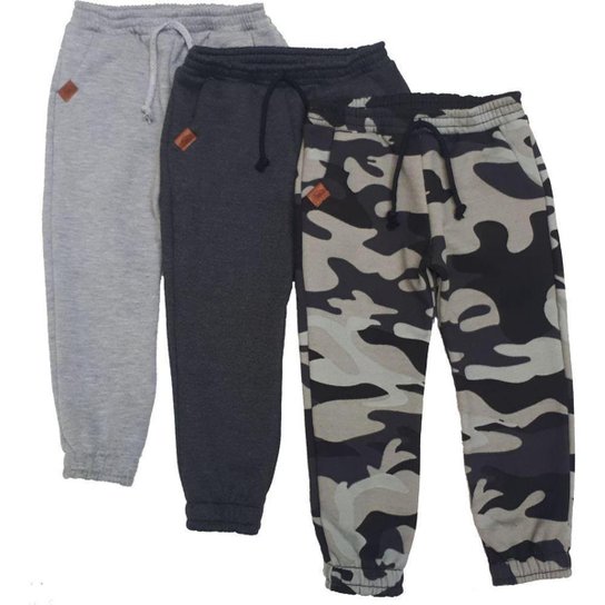 Kit 3 Peças Calça Moletom Menino Algodão Conforto Dia a Dia - Cinza Menor preço em Kit 3 Peças Calça Moletom Menino Algodão Conforto Dia a Dia - Cinza