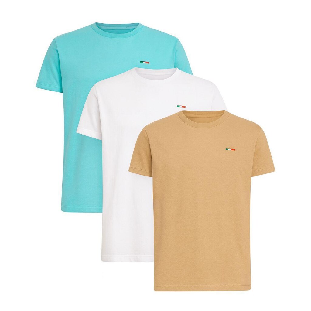 Kit 3 Peças Camisetas Básicas Masculina em Algodão Premium no Estilo Clássico Bordado Itália