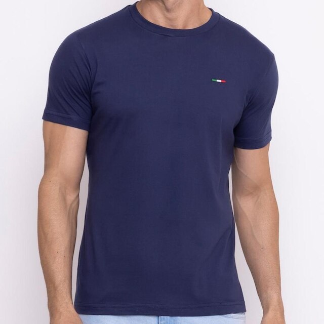 Kit 3 Peças Camisetas Básicas Masculina em Algodão Premium no Estilo Clássico Bordado Itália