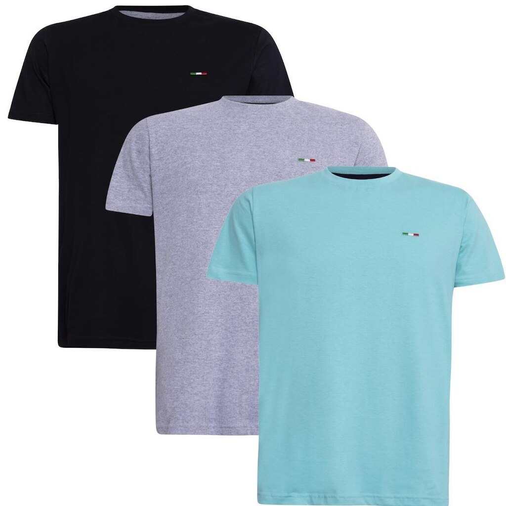 Kit 3 Peças Camisetas Básicas Masculina FMF em Algodão Premium no Estilo Clássico Bordado Itália
