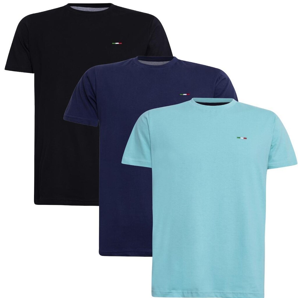 Kit 3 Peças Camisetas Básicas Masculina FMF em Algodão Premium no Estilo Clássico Bordado Itália
