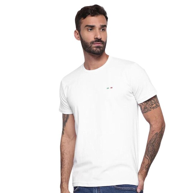 Kit 3 Peças Camisetas Básicas Masculina FMF em Algodão Premium no Estilo Clássico Bordado Itália