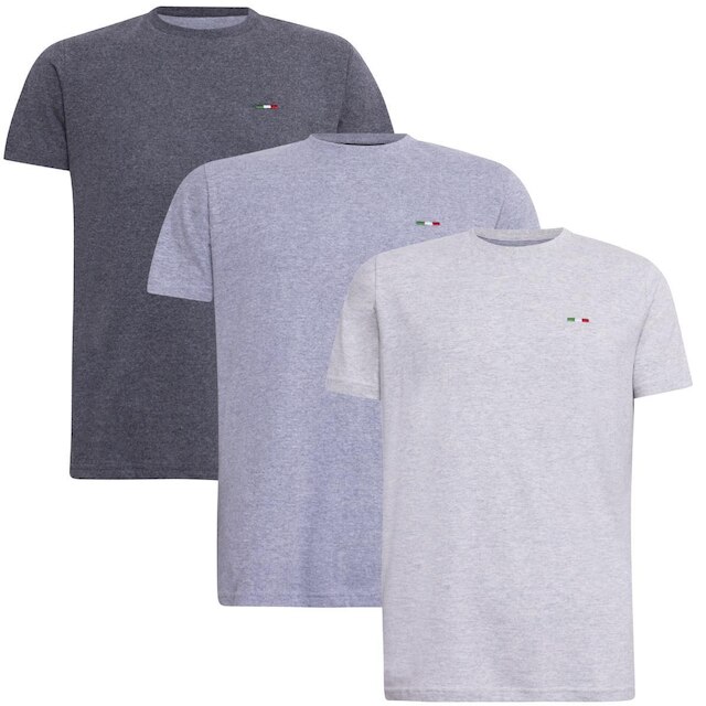 Kit 3 Peças Camisetas Básicas Masculina FMF em Algodão Premium no Estilo Clássico Bordado Itália