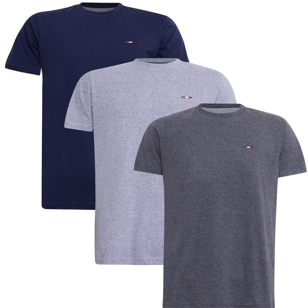 Kit 3 Peças Camisetas Básicas Masculina FMF em Algodão Premium no Estilo Clássico Bordado Itália