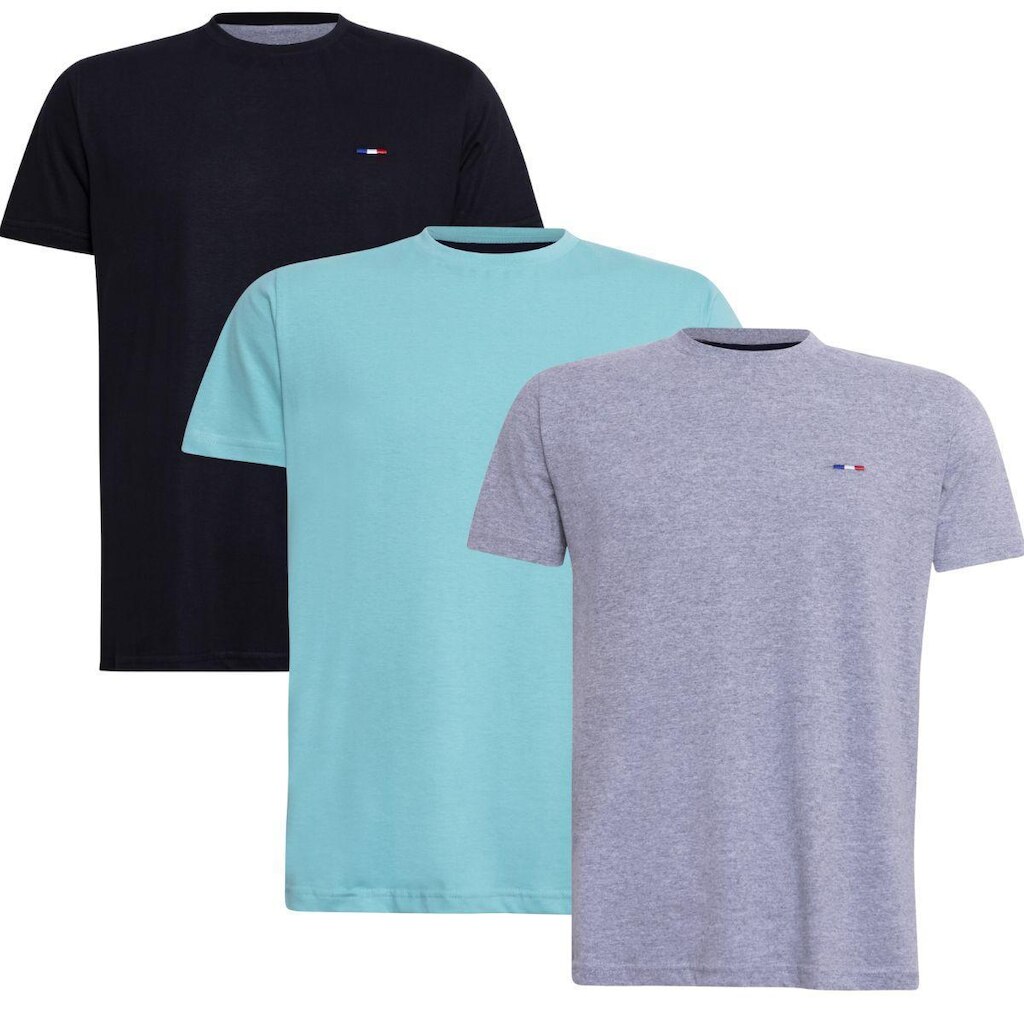 Kit 3 Peças Camisetas Básicas Masculina Industrie em Algodão Premium no Clássico Bordado França