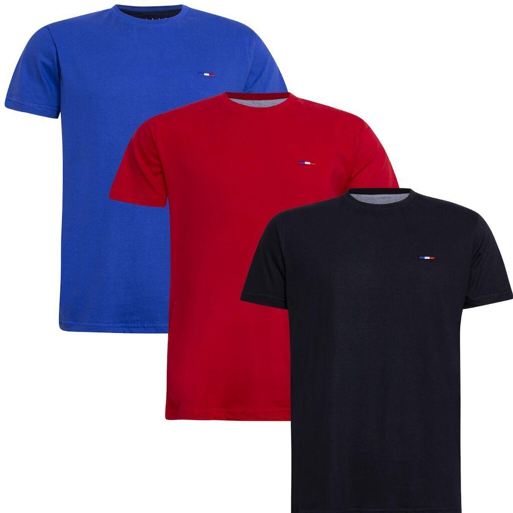 Kit 3 Peças Camisetas Básicas Masculina Industrie em Algodão Premium no Estilo  Bordado França