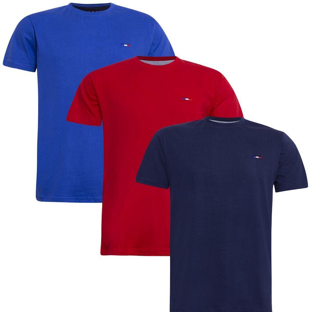 Kit 3 Peças Camisetas Básicas Masculina Industrie em Algodão Premium no Estilo  Bordado França