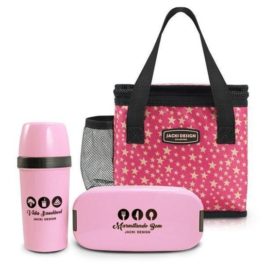 Kit 3 Peças de Marmita,Garrafa, e Bolsa Térmica Jacki Design Bem-Estar - Pink Menor preço em Kit 3 Peças de Marmita,Garrafa, e Bolsa Térmica Jacki Design Bem-Estar - Pink