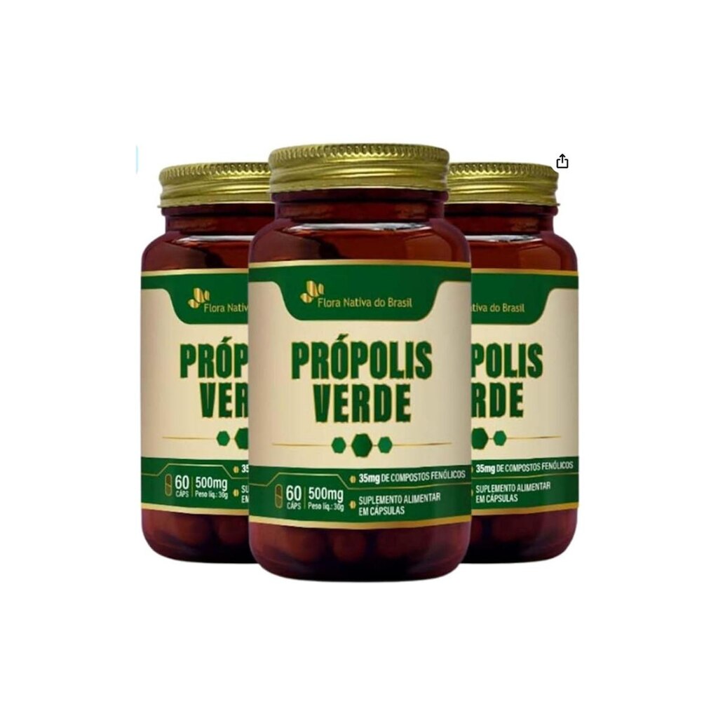 Kit 3 Própolis Verde Extrato Seco 500mg 3x60 cps Flora Nativa