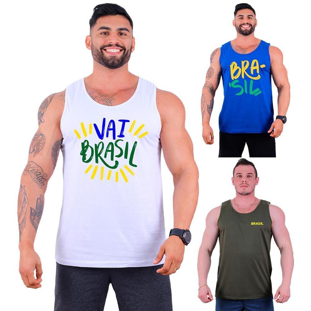 Kit 3 Regata Clássica MXD Conceito Brasil Bandeira Pátria