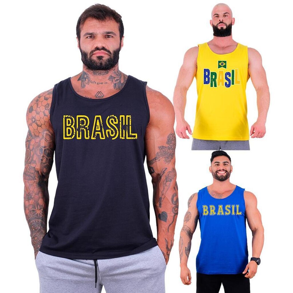 Kit 3 Regata Clássica MXD Conceito Brasil Bandeira Pátria