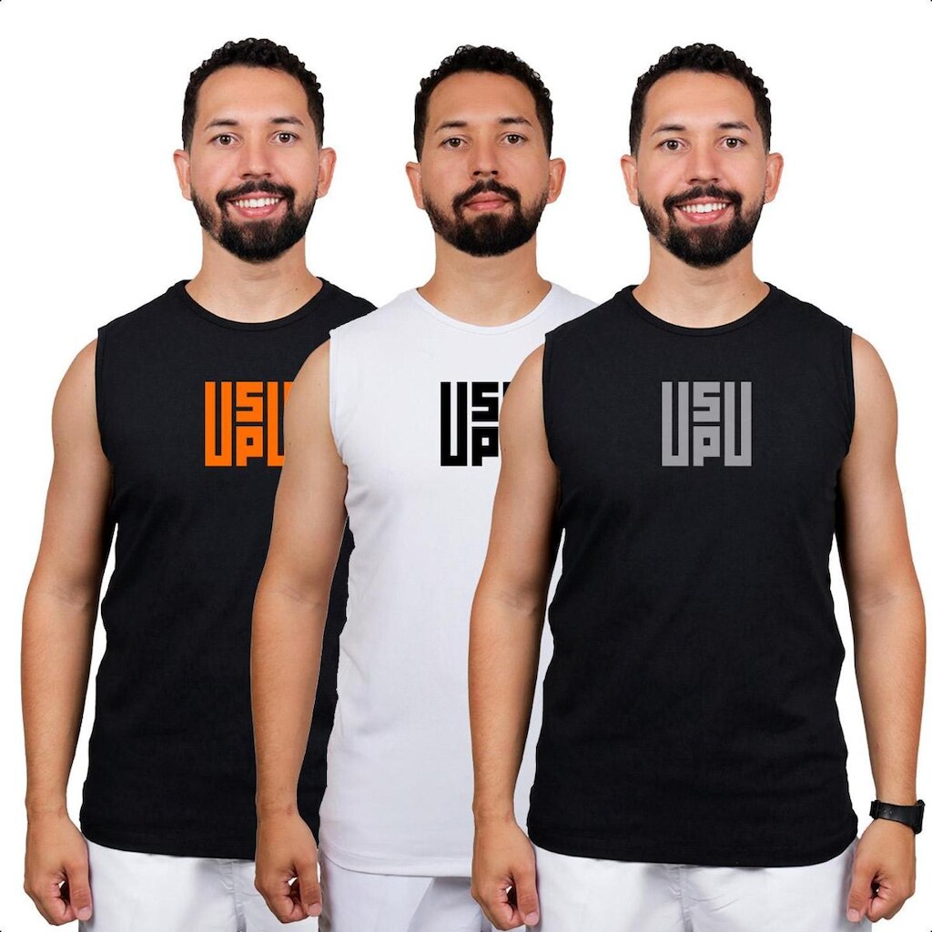 Kit 3 Regata Masculina Camiseta Cavada Canelada Camisa