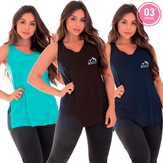 KIT 3 REGATAS ACADEMIA TAPA BUMBUM - Azul Menor preço em KIT 3 REGATAS ACADEMIA TAPA BUMBUM - Azul