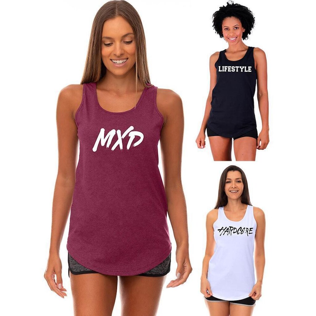 Kit 3 Regatas Longline Feminina MXD Conceito Slim Diversas Estampas