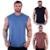 Kit 3 Regatas Longline Machão Masculina MXD Conceito Cores Casuais Fitness Academia Musculação - Azul+Preto