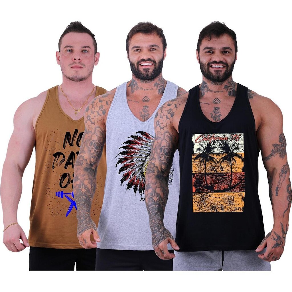 Kit 3 Regatas MXD Conceito Cavada Masculina