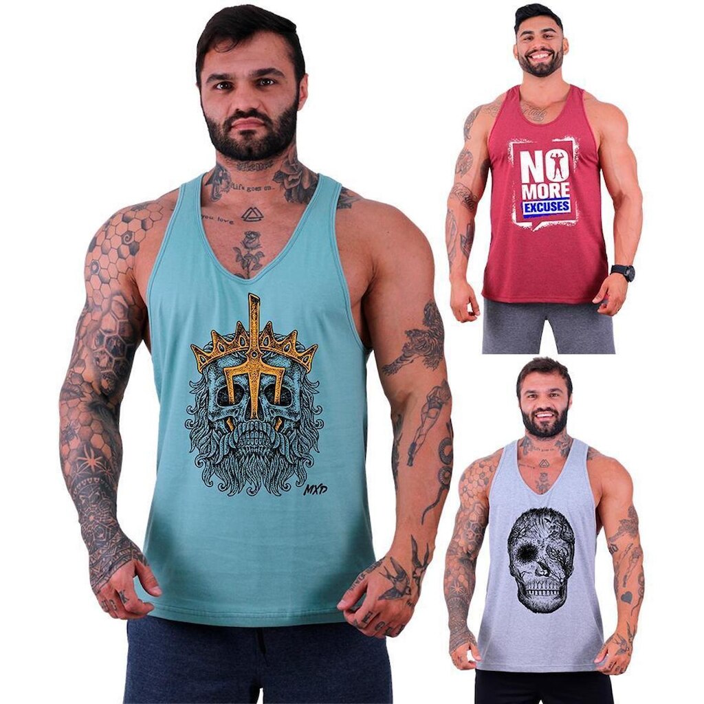 Kit 3 Regatas MXD Conceito Cavada Masculina