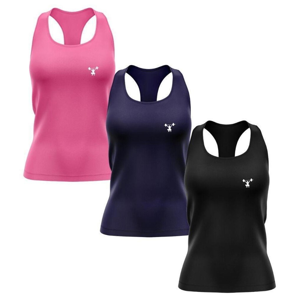 Kit 3 Regatas Nadador Agachamento Feminino