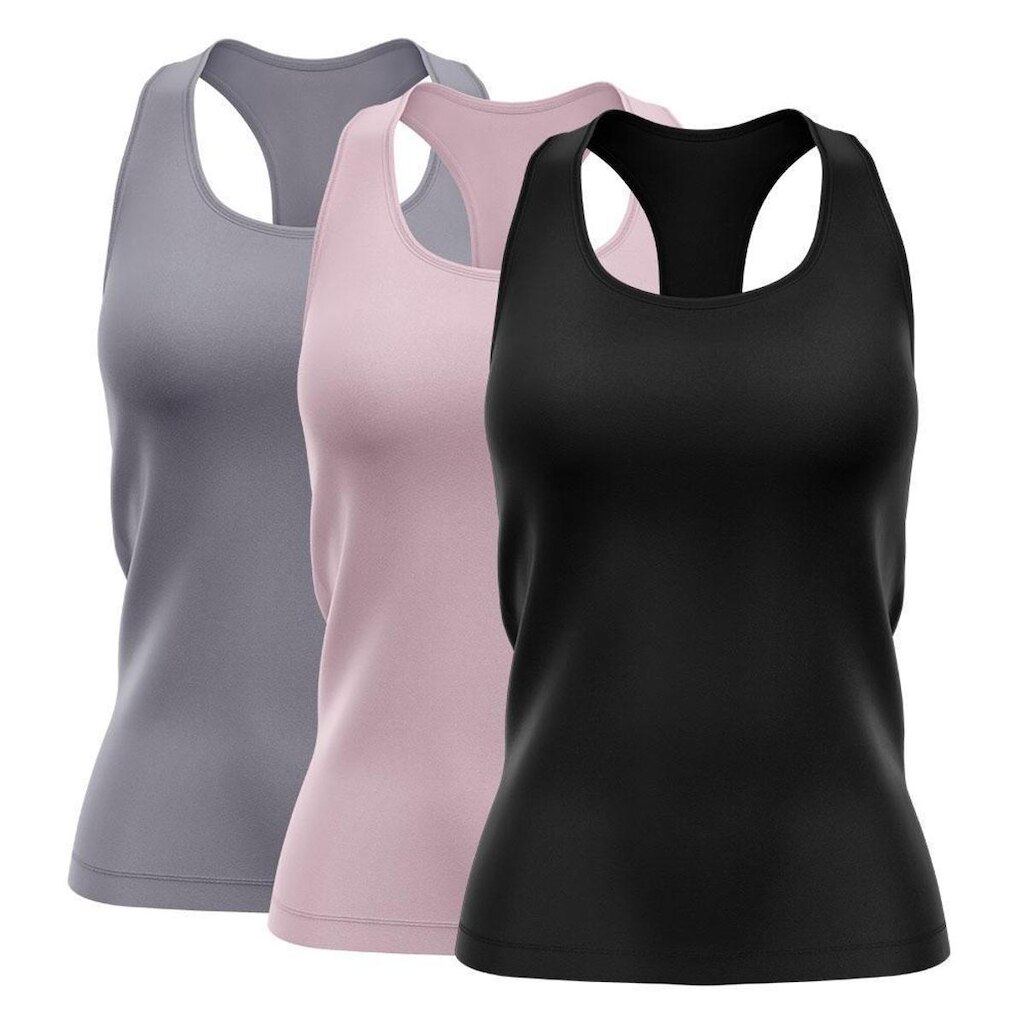 Kit 3 Regatas Nadador Via Basic Dry Academia Feminina