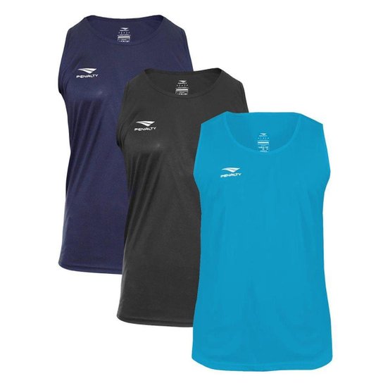 Kit 3 Regatas Penalty X Masculino - Azul+Preto Menor preço em Kit 3 Regatas Penalty X Masculino - Azul+Preto