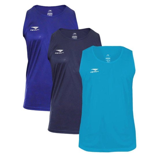 Kit 3 Regatas Penalty X Masculino - Azul+Marinho Menor preço em Kit 3 Regatas Penalty X Masculino - Azul+Marinho