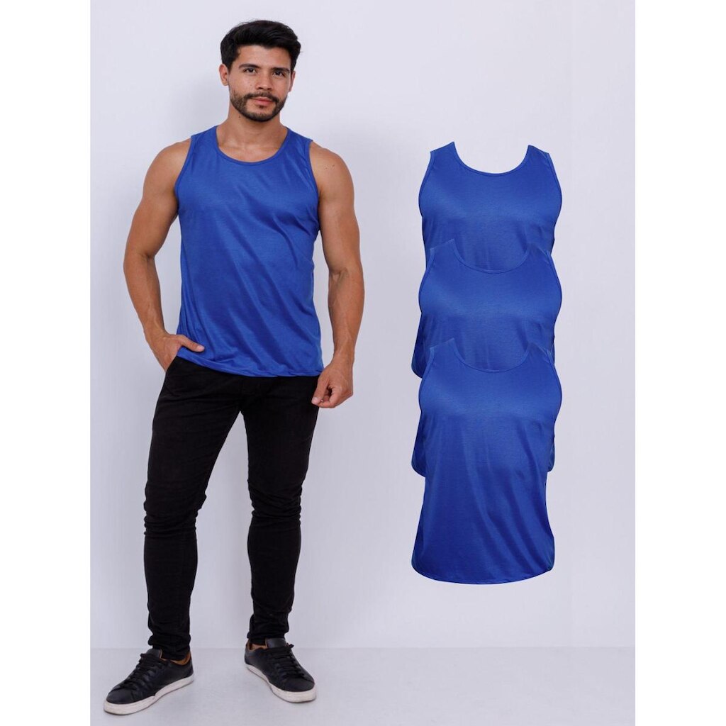 Kit 3 Roger Com Camisetas Regatas Poliéster Masculina