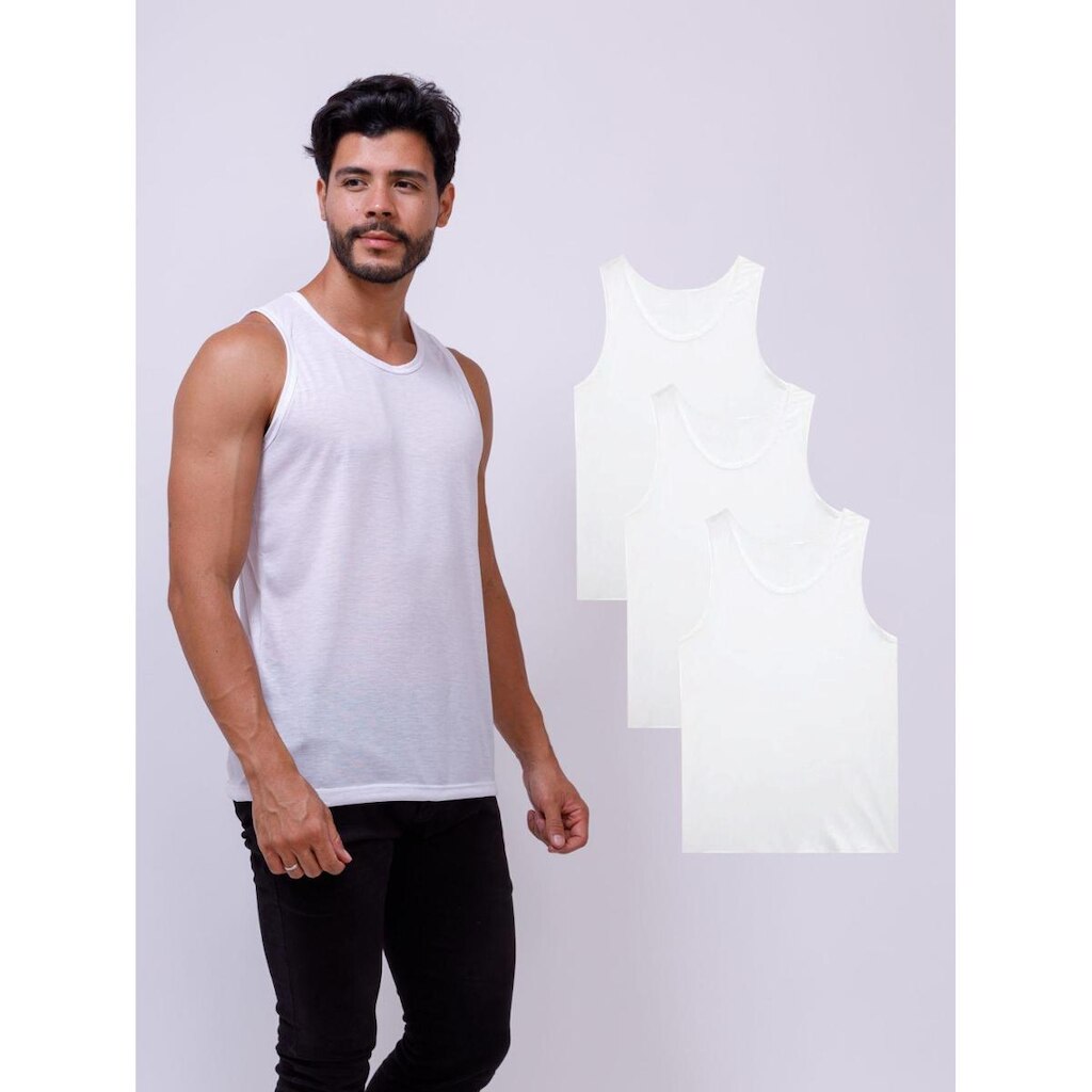 Kit 3 Roger Com Camisetas Regatas Poliéster Masculina