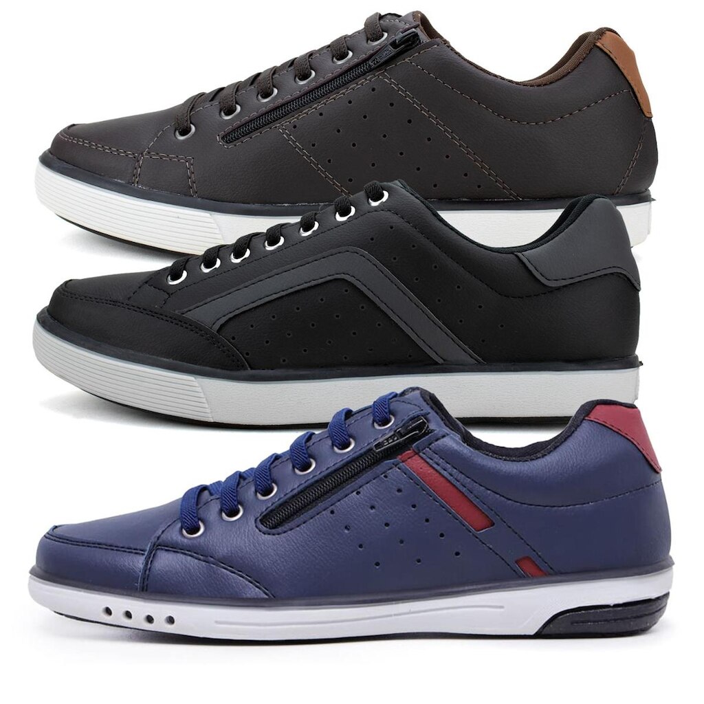 Kit 3 Sapatênis Masculino Com Fechamento Elástico e Zíper