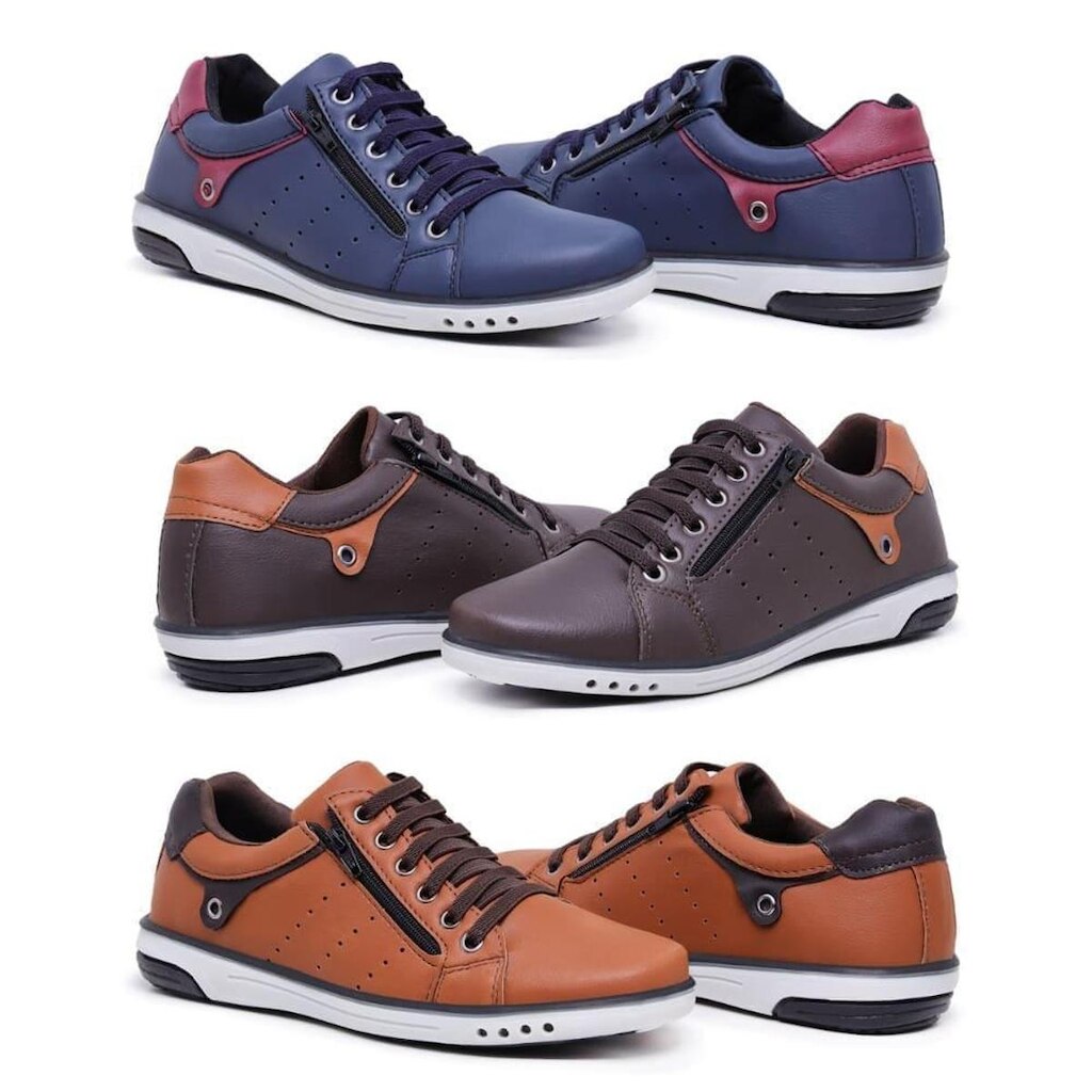 Kit 3 Sapatênis Masculinos Estilo Casual Elástico e Zíper