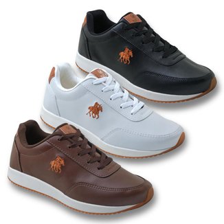 Kit 3 Sapatênis Tenis Casual Masculino Nog Polo Couro Nog Confortável