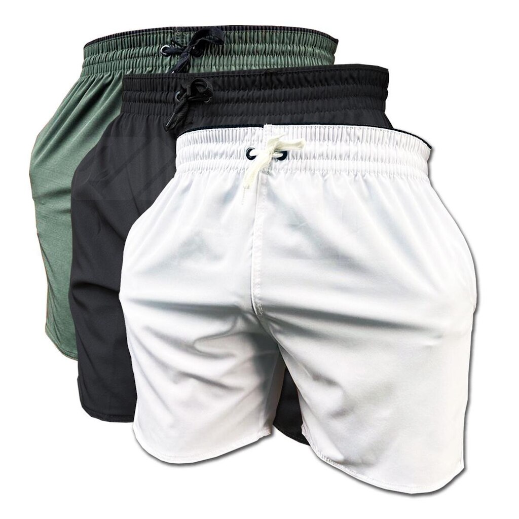 Kit 3 Short de Elastano Dry Bermuda de Praia Piscina e Academia