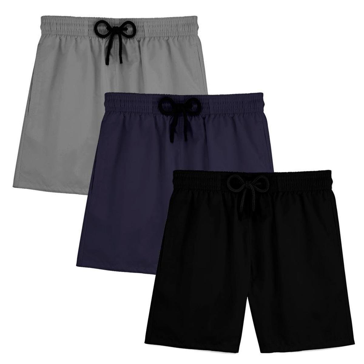 Kit 3 Short Masculino Bermuda Praia Verão Treino Esporte Mauricinho Tactel