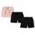 Kit 3 Shorts Bermuda Masculino Básico Mauricinho Tactel - Preto+Rosa