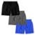 Kit 3 Shorts Bermuda Masculino Básico Mauricinho Tactel - Azul+Chumbo