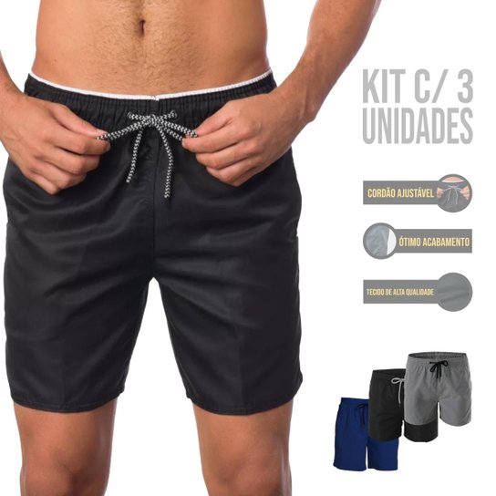 Kit 3 Shorts Bermudas Academia Treino Corrida Masculina TACTEL GROSSO ELITE