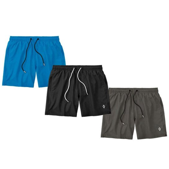 Menor preço em Kit 3 Shorts Bermudas Liso Lisa Masculino Tactel Básico Moda Básica - Azul+Cinza