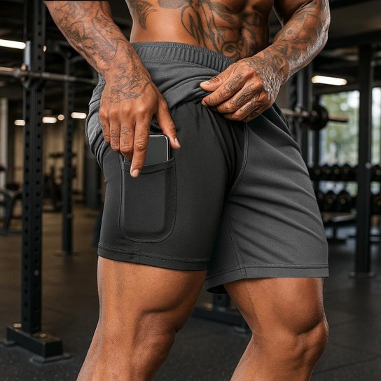 Kit 3 Shorts Masculino 2 em 1 Fitness Bermuda Para Treino