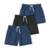 Kit 3 Shorts Masculino Bermuda Mauricinho Liso Básico Tactel - Azul+Preto