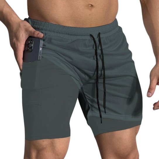 Kit 3 Shorts Masculinos 2 em 1 com Camada Térmica e Tecido de Alta Respirabilidade