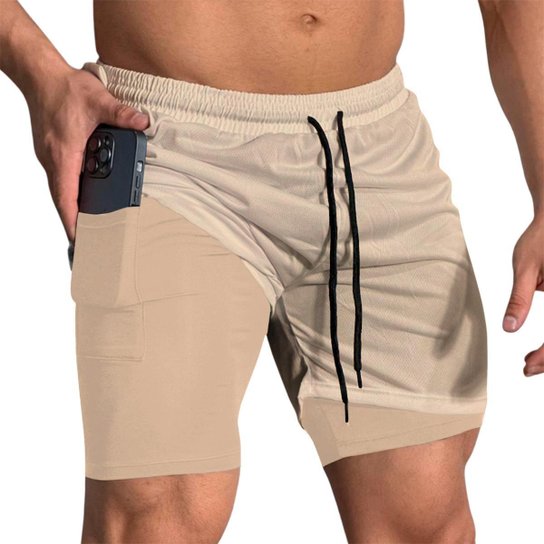 Kit 3 Shorts Masculinos 2 em 1 com Camada Térmica e Tecido de Alta Respirabilidade