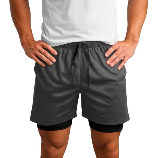 Kit 3 Shorts Masculinos 2 em 1 com Camada Térmica e Tecido de Alta Respirabilidade