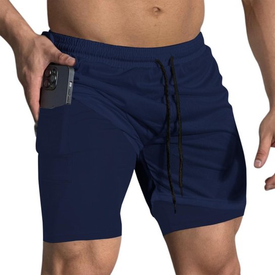 Kit 3 Shorts Masculinos 2 em 1 com Camada Térmica e Tecido de Alta Respirabilidade
