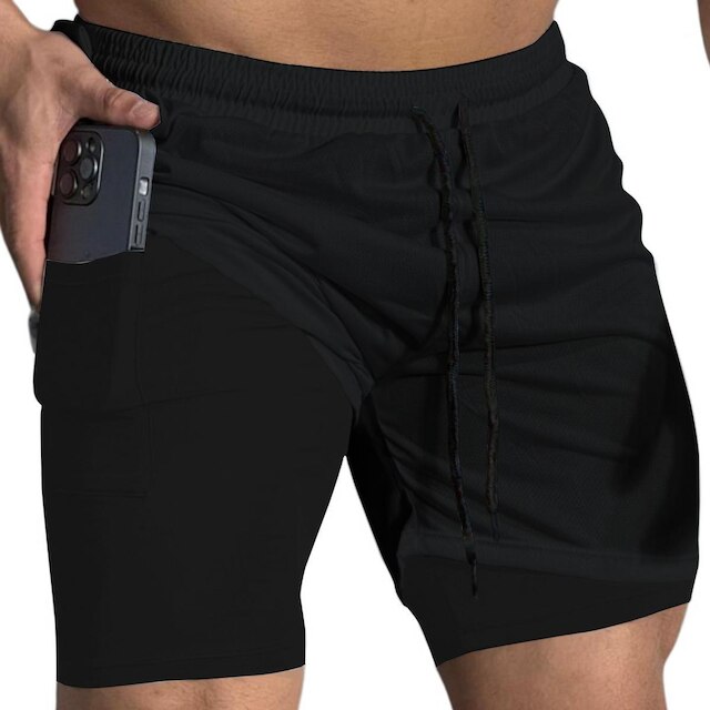 Kit 3 Shorts Masculinos 2 em 1 Térmico com Bolso Secagem Rápida Academia Treino
