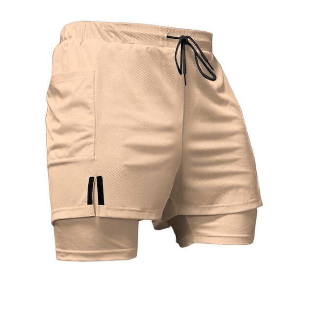 Kit 3 Shorts Masculinos Esportivos 2 em 1 com Faixa Lateral e Ajuste Confortável